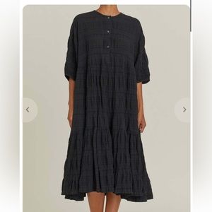 Black Crane Shirred Tent Dress size M/L in GREY